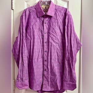 Robert Graham Mens Purple Paisley Long Sleeve Button Up Shirt Medium Flip Cuff